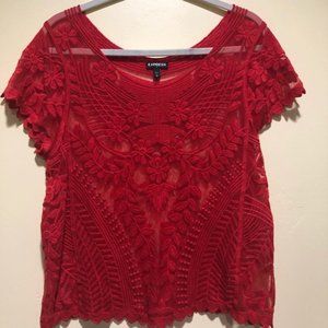 EXPRESS Lace Floral Crop Size L